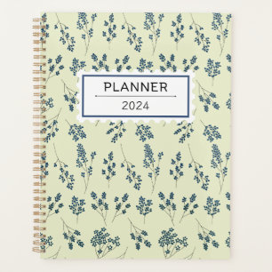 Agenda Planeador de Padrões de Flores Azuis Escuras