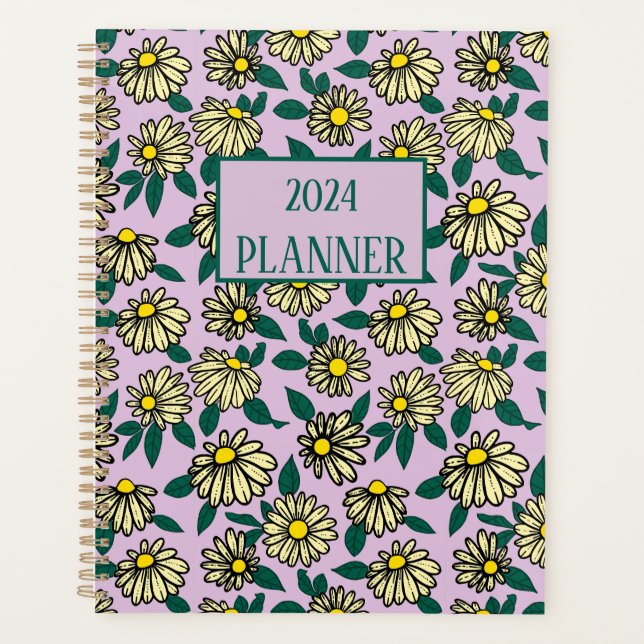 Agenda Planeador de Padrões Rosa Floral Ditsy (Frente)