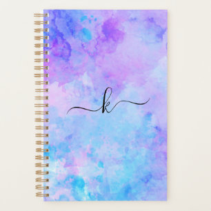 Agenda Planeador de Placas de Aquarela com Púrpura e Turq