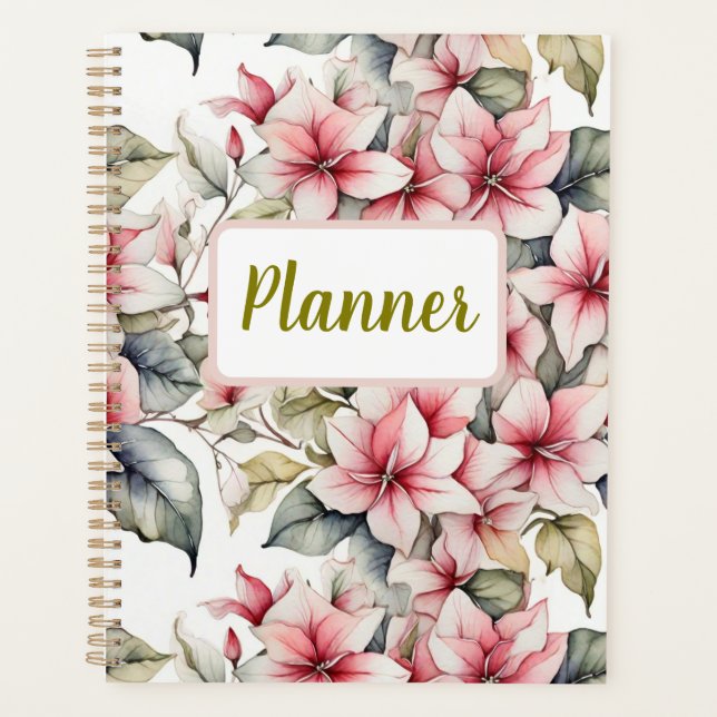 Agenda Planeador de posétia rosa elegante (Frente)