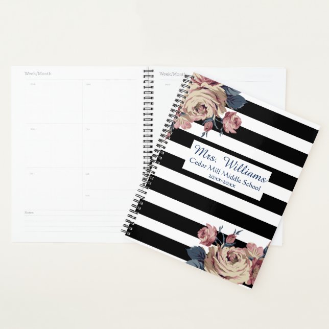 Agenda Planeador de Professores Personalizados Flóridos (Exibição)