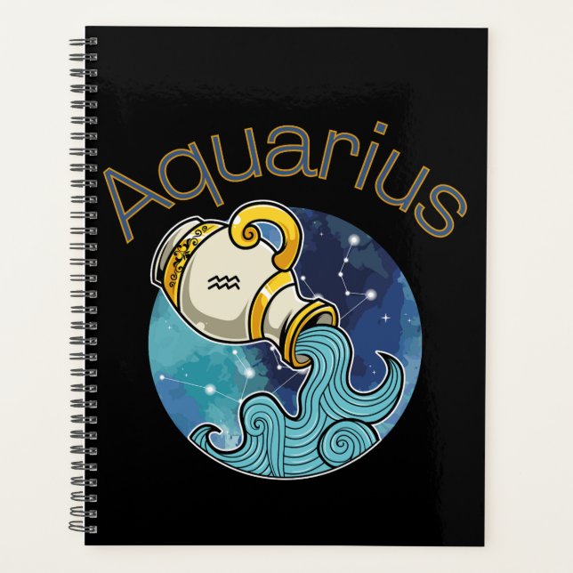 Agenda Planeador de Sinais Zodiac Aquário de Aquarius (Frente)