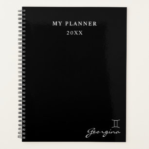 Agenda Planeador de Sinal Zodiac Gemini 2022 preto e bran