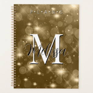 Agenda Planeador de Sparkle do Monograma Moderno do Bokeh