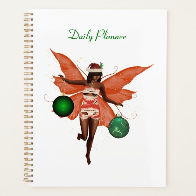 Agenda Planeador Diário de Fada de Natal Africano America (Frente)