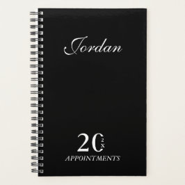 Agenda Planeador Diário do Nome Branco Preto Elegante Sim