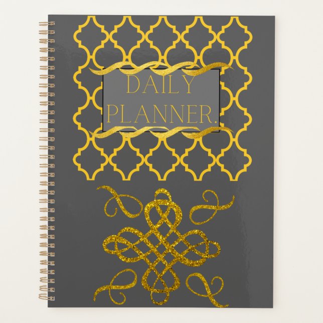 Agenda Planeador Diário do Ouro Negro elegante para negóc (Frente)