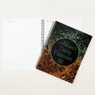 Agenda Planeador Diário Floral Preto na moda