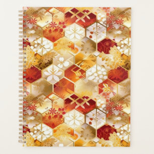 Agenda Planeador do Hexágono Vermelho e Dourado