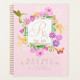 Agenda Planeador do Monograma Rosa Floral