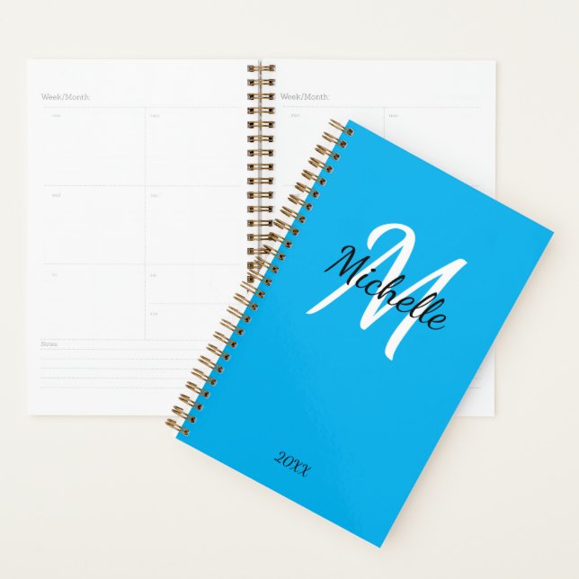 Agenda Planeador Elegante Simples e Simples Monograma Bra (Exibição)