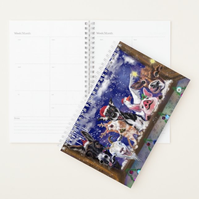 Agenda Planeador Engraçado da Festa Animal de Natal (Exibição)