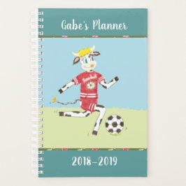 Agenda Planeador escolar infantil de vacas de futebol