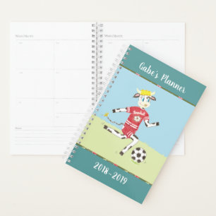 Agenda Planeador escolar infantil de vacas de futebol