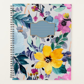 Agenda Planeador Floral Colorido de Aquarelas elegante