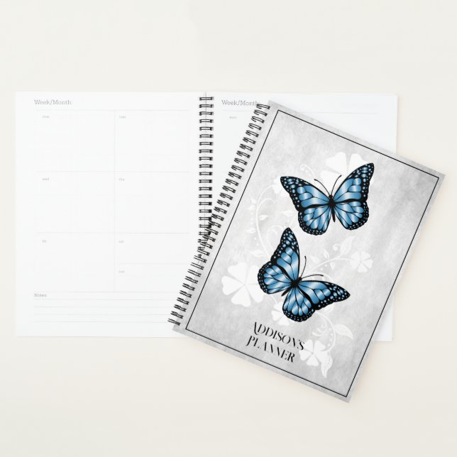Agenda Planeador Floral da Borboleta Azul (Exibição)
