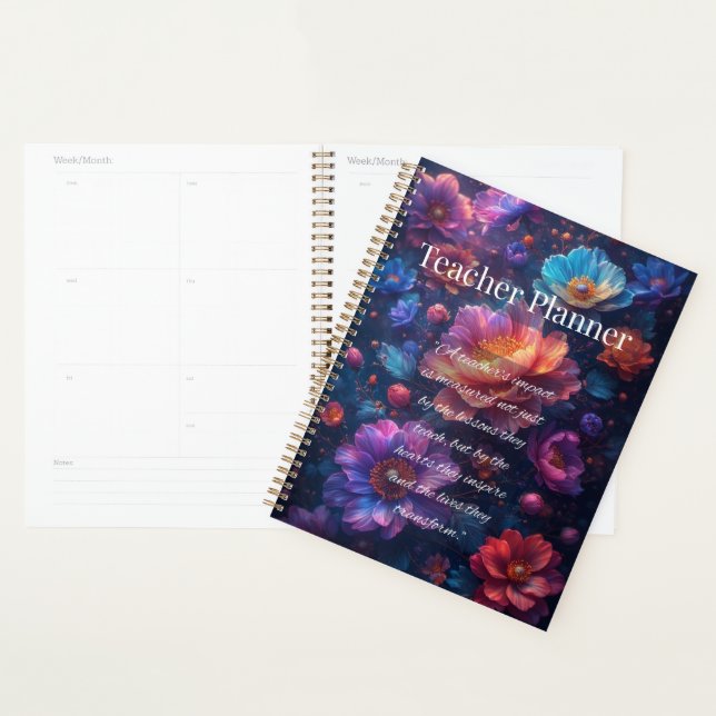 Agenda Planeador Floral de Professores com Cotação Inspir (Exibição)
