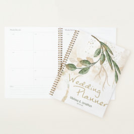 Agenda Planeador Floral Floral Dourado Sage Green