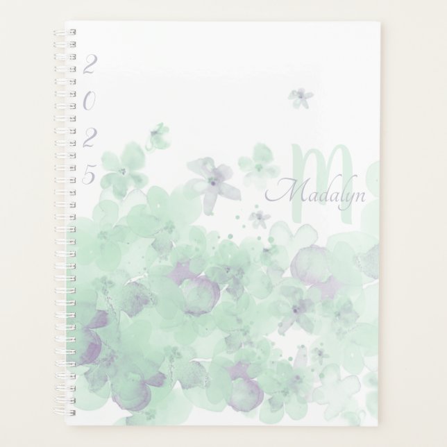Agenda Planeador Floral Monograma Verde 2025 (Frente)