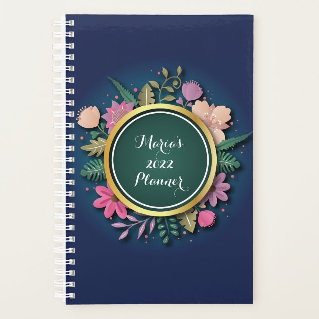 Agenda Planeador Floral Personalizado 2022 (Frente)