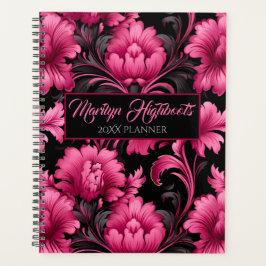 Agenda Planeador Floral Rosa e Barroco Negro