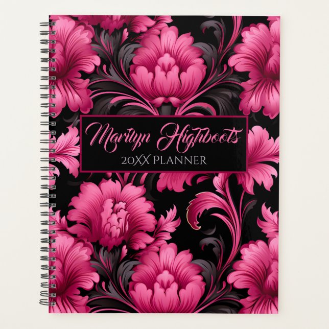 Agenda Planeador Floral Rosa e Barroco Negro (Frente)