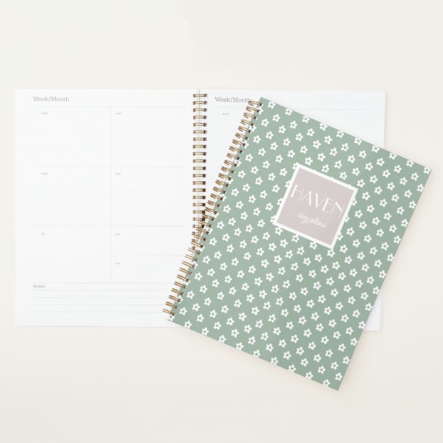 Agenda Planeador floral verde (Exibição)