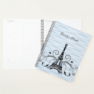 Agenda Planeador Floreado da Torre Eiffel Azul