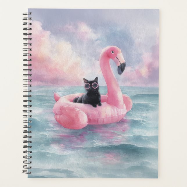 Agenda Planeador Fluvial Flamingo de Gato Negro Whimsso (Frente)