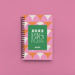 Agenda Planeador geométrico verde-rosa moderno