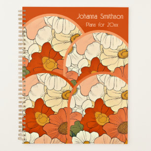 Agenda Planeador Grande Floral do Groove Laranja Retroorn