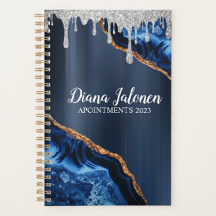 Agenda Planeador Marble Glitter Pink Silver 2023