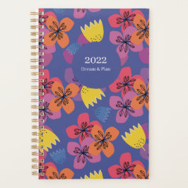 Agenda planeador mensal personalizado 2027 flores azuis c
