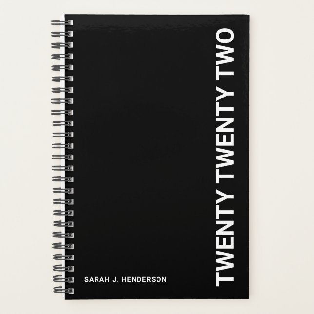 Agenda Planeador Mensal Semanal de Tipografia Branca a Ne (Frente)