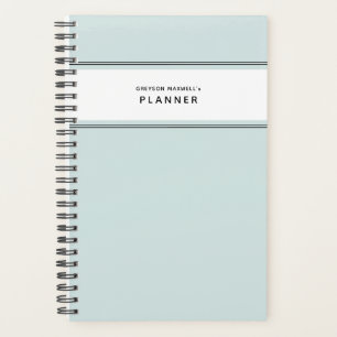 Agenda Planeador Mínimo e Preto Azul Pálido e Branco