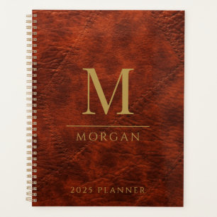 Agenda Planeador Moderno Marrom Elegante Elegante Monogra