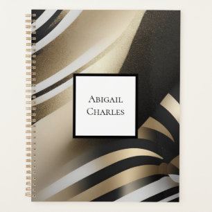 Agenda Planeador Negro e Ouro