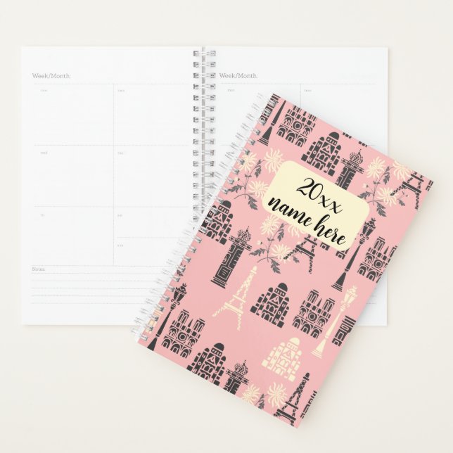 Agenda Planeador Paris Rosa Personalizado (Exibição)
