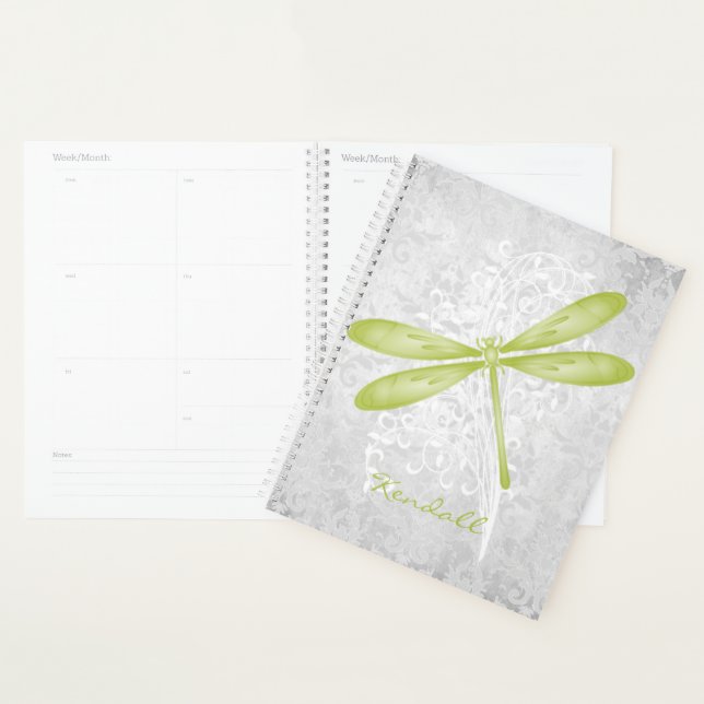 Agenda Planeador Personalizado da Dragonfly Verde (Exibição)