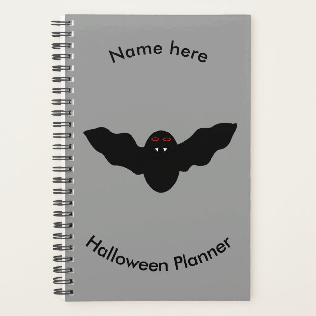 Agenda Planeador Personalizado de Bat Vampiro do Hallowee (Frente)