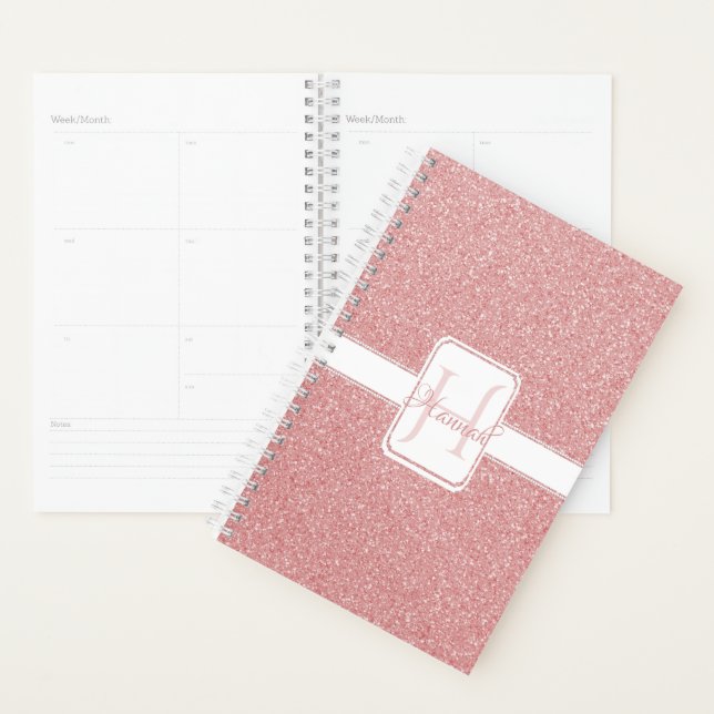 Agenda Planeador Personalizado de Brilho Rosa (Exibição)