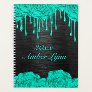 Agenda Planeador Personalizado de Rosa de Teal Leve