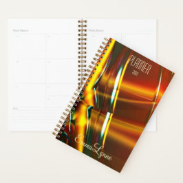Agenda Planeador Personalizado Dourado Holográfico Amber 