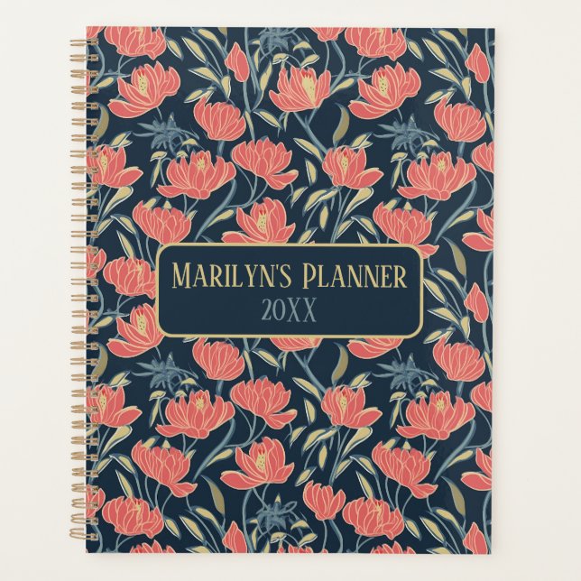 Agenda Planeador Personalizado Floral Breeze Coral (Frente)
