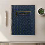 Agenda Planeador Personalizado Folha de Arte Dourada do m<br><div class="desc">Planeador personalizado personalizado com ouro moderno e elegante deixa o padrão de deco de arte design. Personalize com seu nome um notebook moderno e na moda.</div>