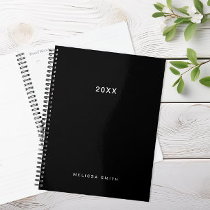 Agenda Planeador Preto Mínimo Moderno