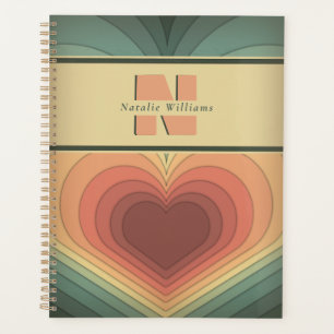 Agenda Planeador Romântico de Coração Moderno Retro Funky