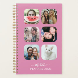 Agenda Planeador Rosa Rosa Blush de Foto do Monograma Mod