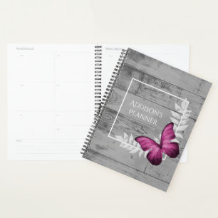 Agenda Planeador Russo de Borboleta Rosa
