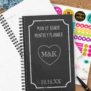 Agenda Planeador Rustic Black and White Heart Bridal Part